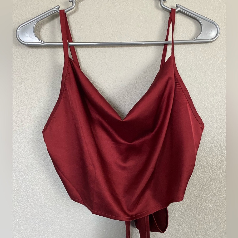 Burgundy Silk crop top